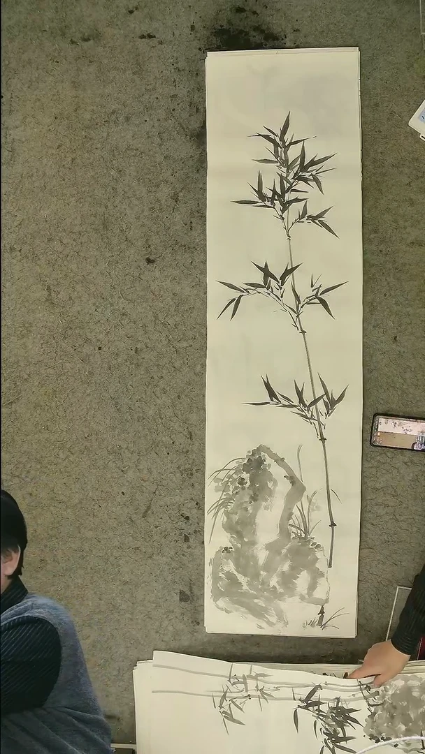 四尺对开  墨竹条屏 34*138cm