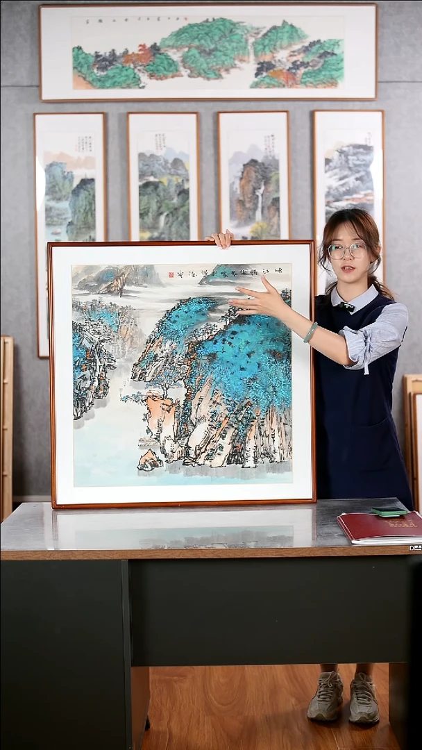 国画董海君《峡江情》手绘含框82*82
