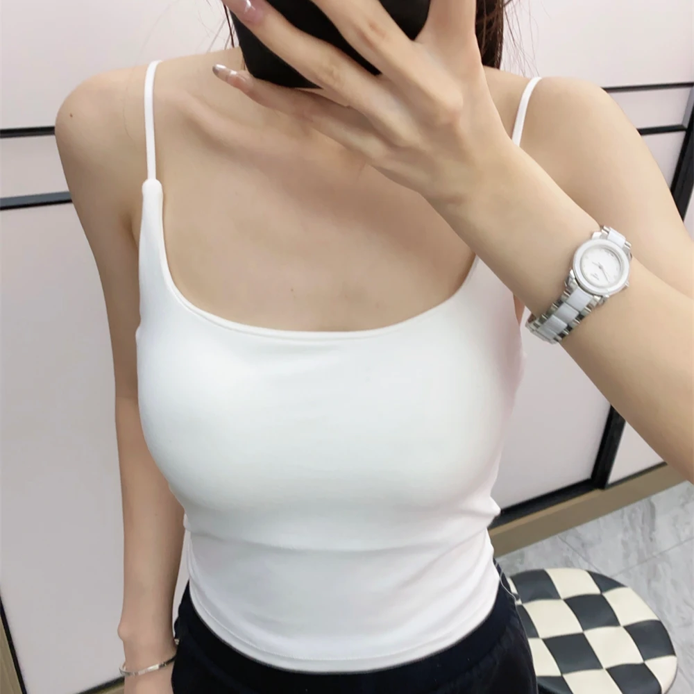 辣妹吊带背心女春夏内搭带胸垫美背文胸内衣一体无袖外穿百搭上衣