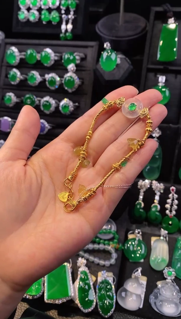 【闪购商品】翡翠手链足金镶嵌手链5252102