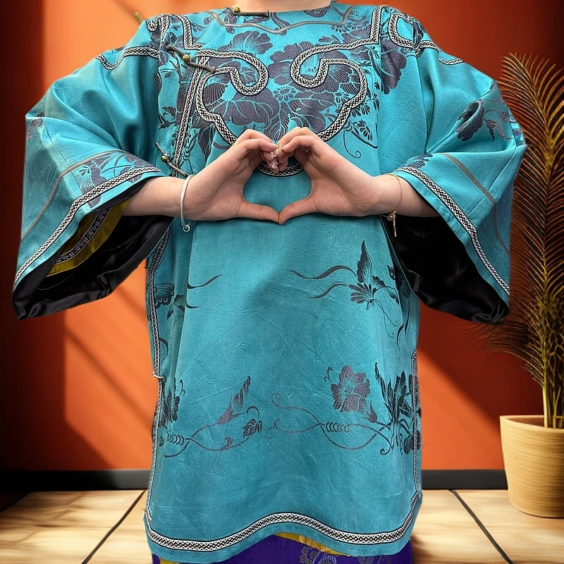 中长款女装宽松斜襟中国风复古国潮重工复刻版四如意太太服民族风