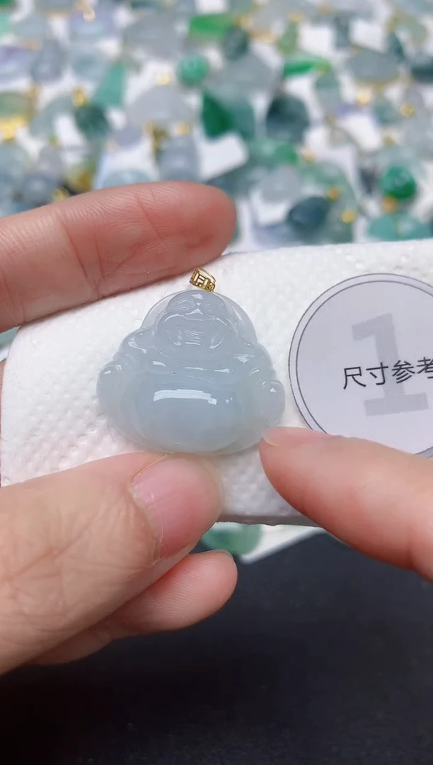 颈饰18K金镶嵌翡翠天然缅甸A货翡翠