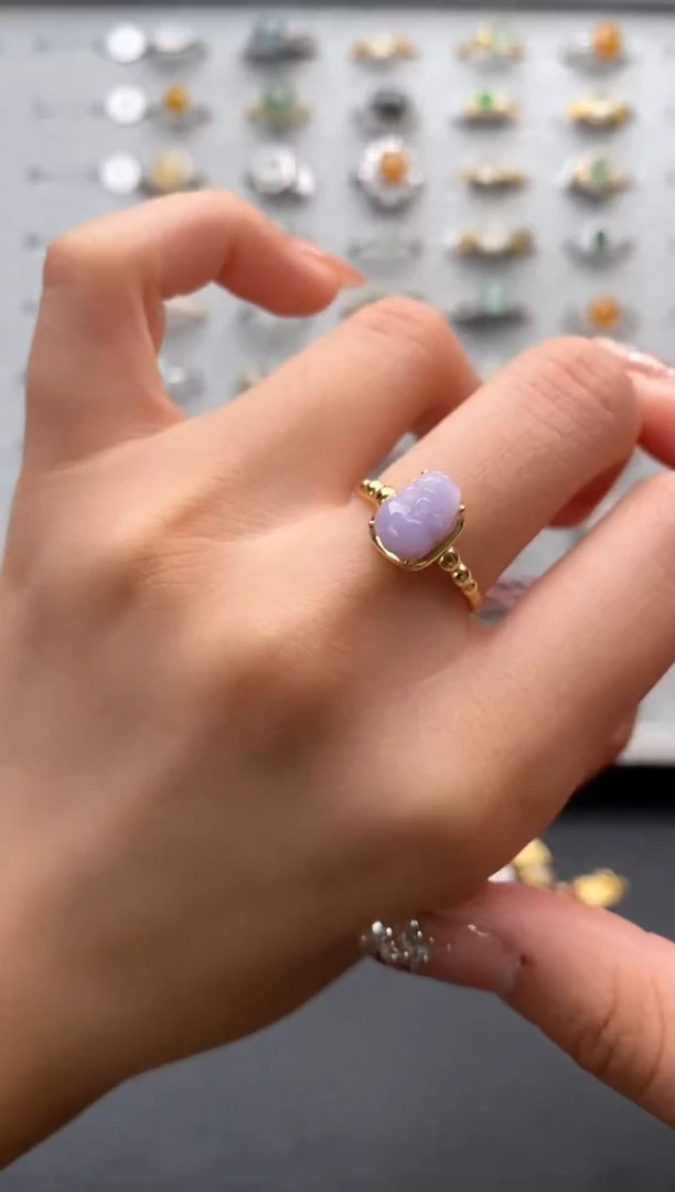 翡翠戒指银S925镶嵌天然翡翠A货2222+8