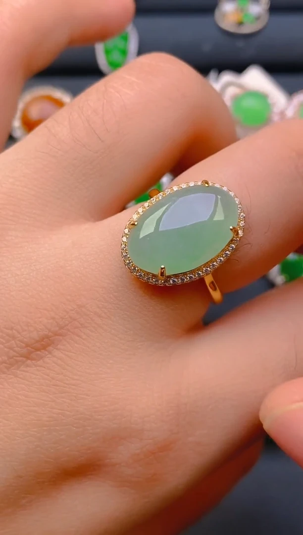 【闪购商品】翡翠戒指银S925镶嵌天然A货翡翠1