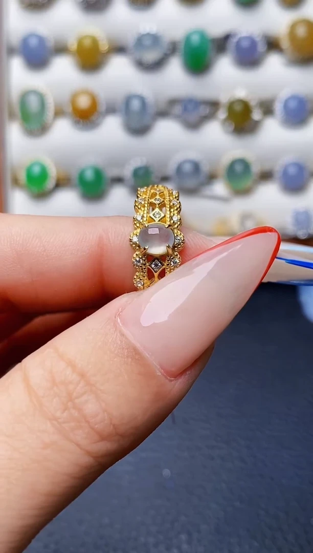 银S925镶嵌戒指翡翠4478