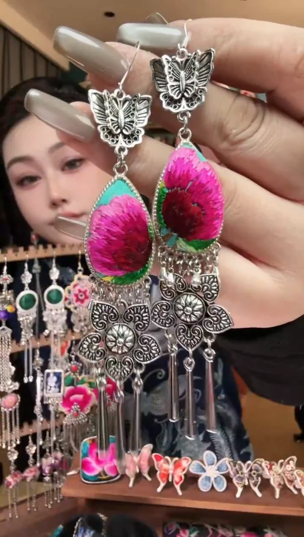 刺绣纯手工民族风刺绣耳环