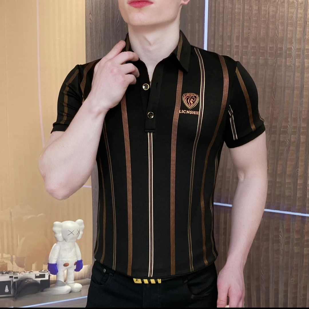《霸道总裁》2025夏季Polo衫男士轻奢时尚半袖潮流修身高品质休闲