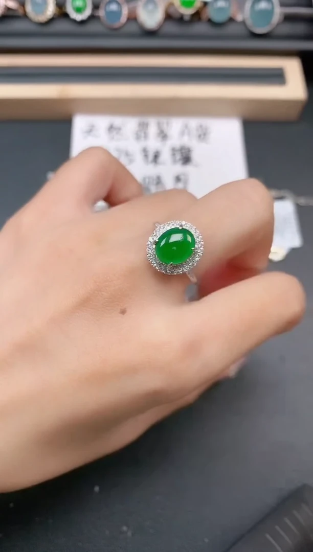 银S925镶嵌戒指翡翠11