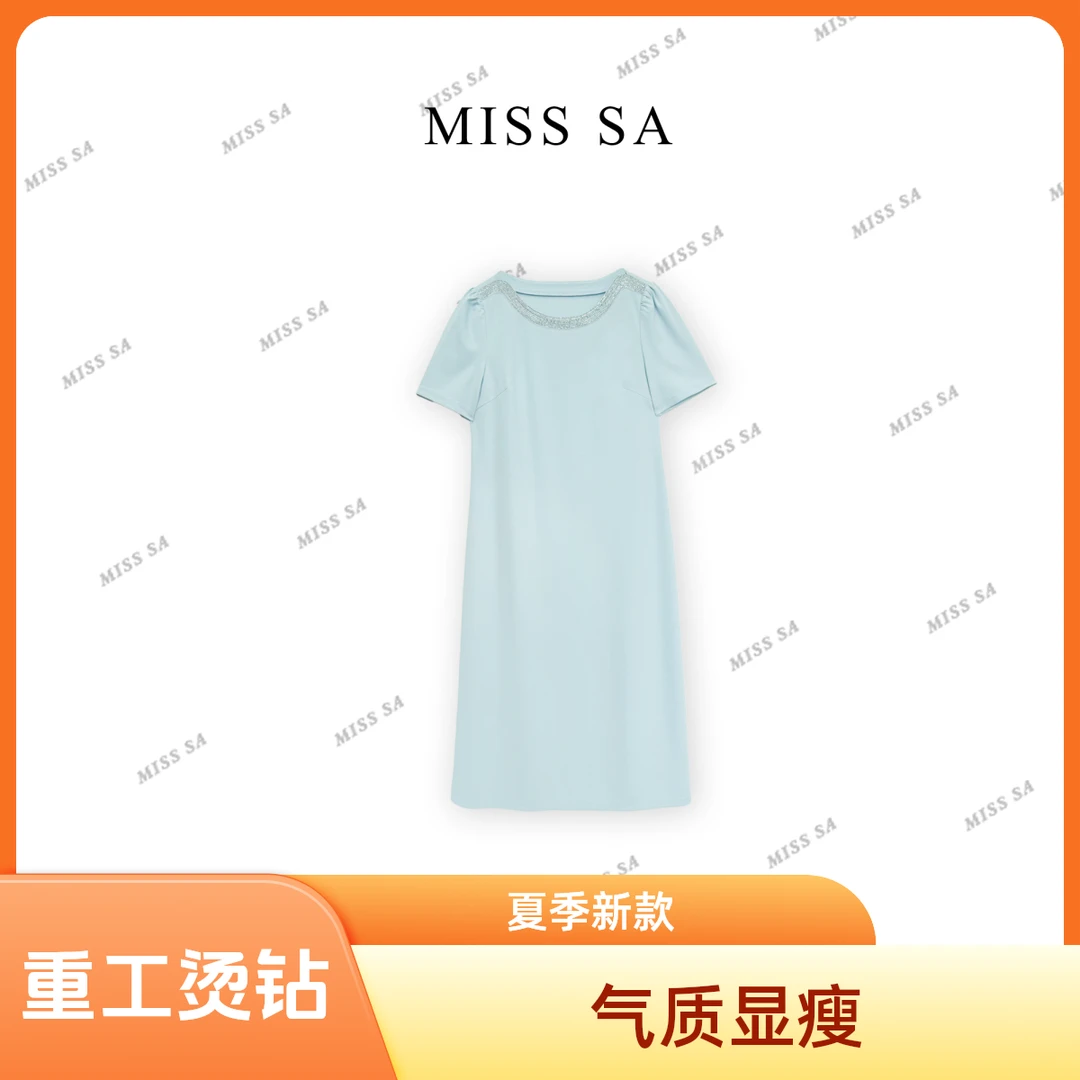 MISSSA 夏季新款气质显瘦重工烫钻连衣裙 25058679