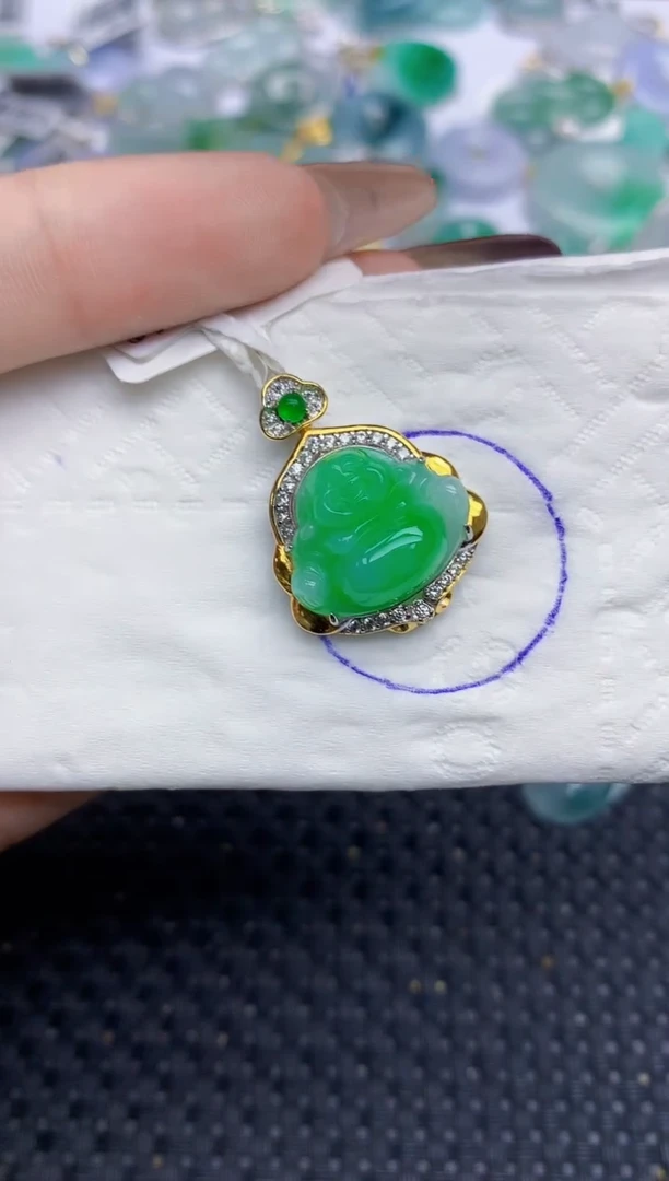 颈饰银S925镶嵌翡翠57   天然翡翠A货  百元以上9米证书费自理