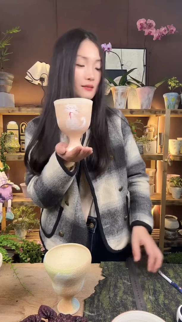 以实际为准编号 402 景德镇手工手绘花盆