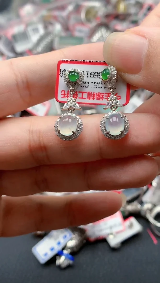 银S925镶嵌戒指翡翠天然A货缅甸翡翠