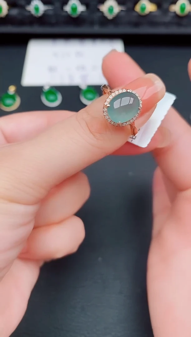 翡翠戒指银S925镶嵌天然a货翡翠18