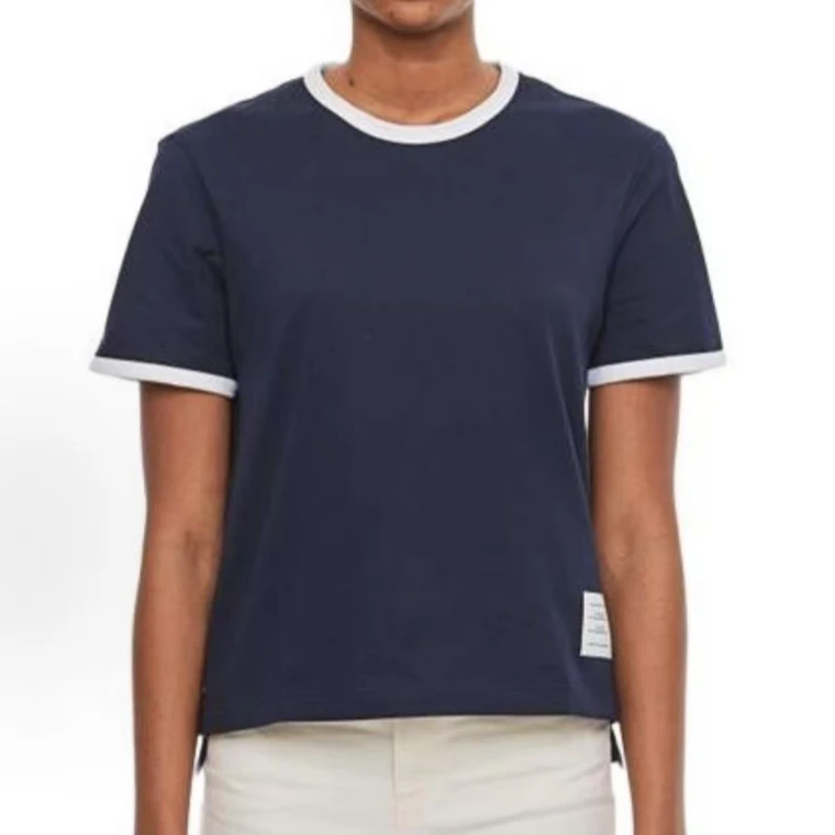 未使用 THOMBROWNE 不对称下摆圆领T恤 深蓝色/38