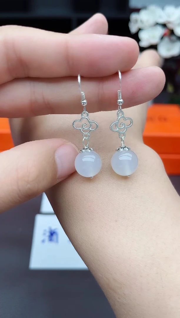 玛瑙/玉髓耳饰银S925镶嵌101000