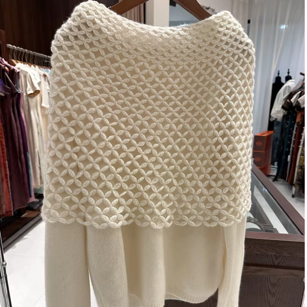 香玉/一顾再顾山羊绒两件套带围脖套头衫时尚休闲日常