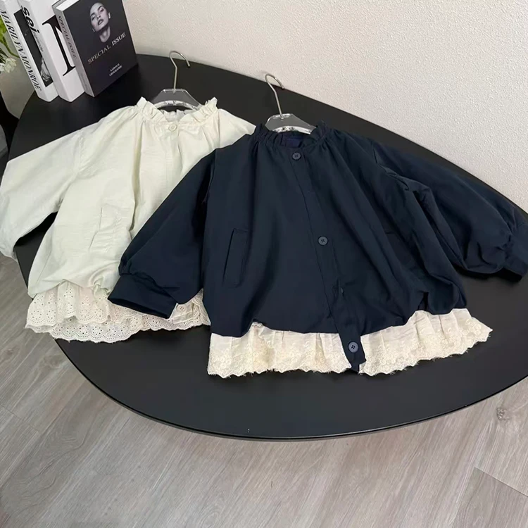 女童韩版灯笼花苞外套儿童秋季阔版短款风衣中大童时髦百搭开衫潮