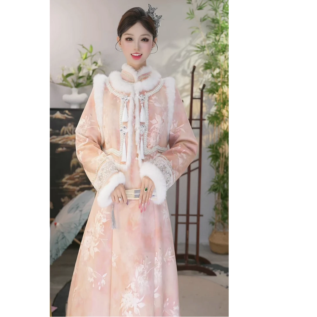 【储秋·焦糖粉絮】冬季新款民族风复古加绒日常女装套装（5572+5582）