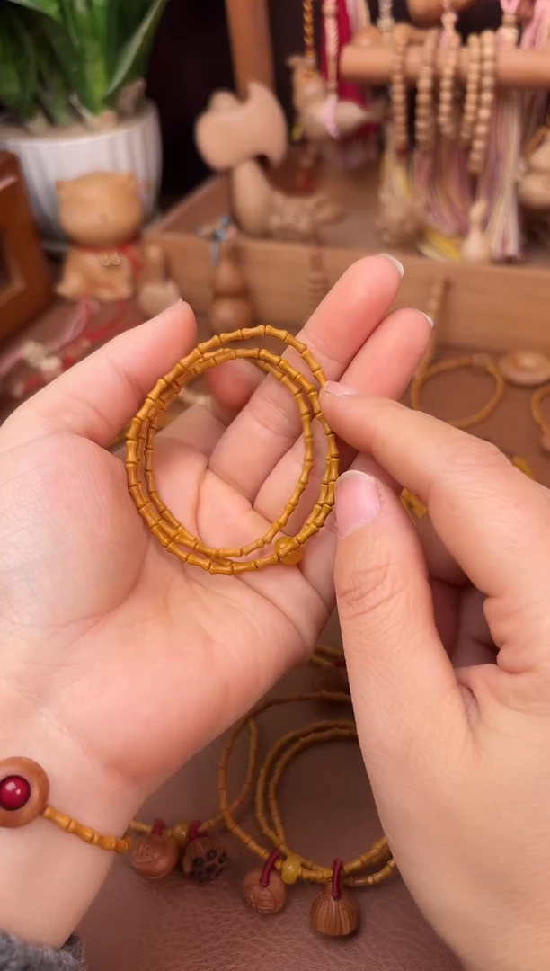 手串桃核三圈竹节素圈108颗