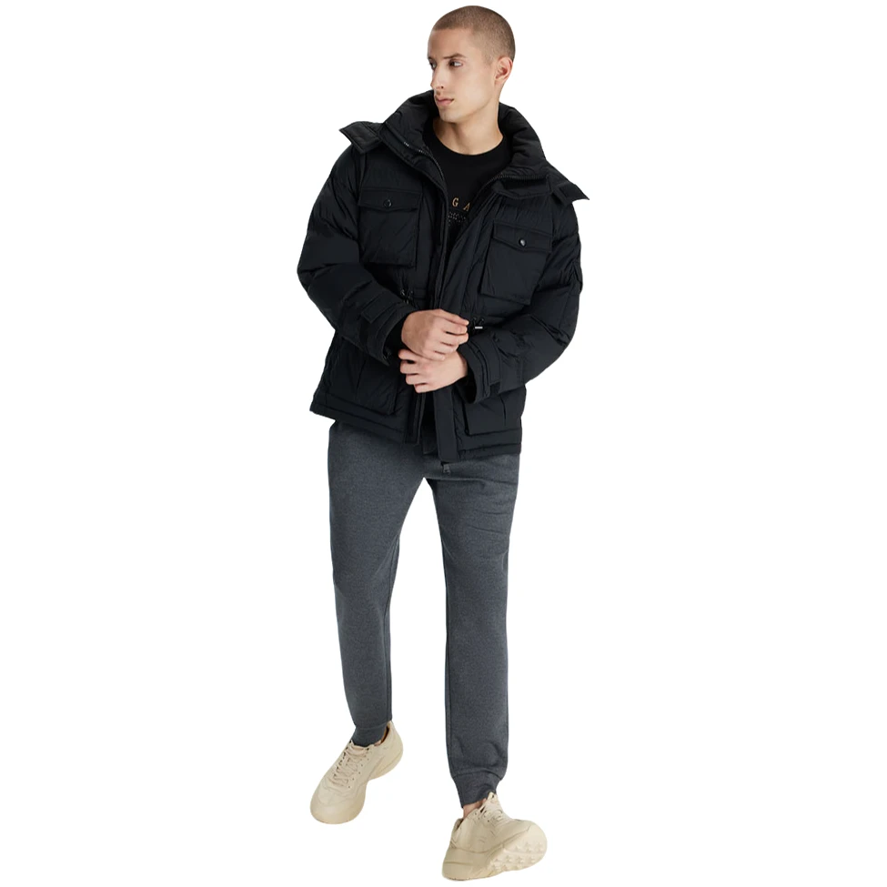 【反季福利】曼加龙男装时尚抽绳刺绣字母休闲连帽羽绒服2213327