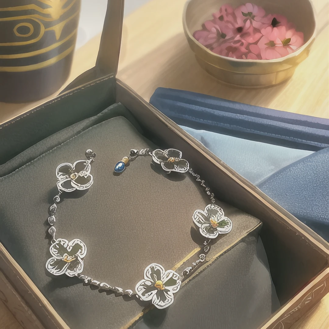 【MK1】时尚银色五花手连【丝巾】