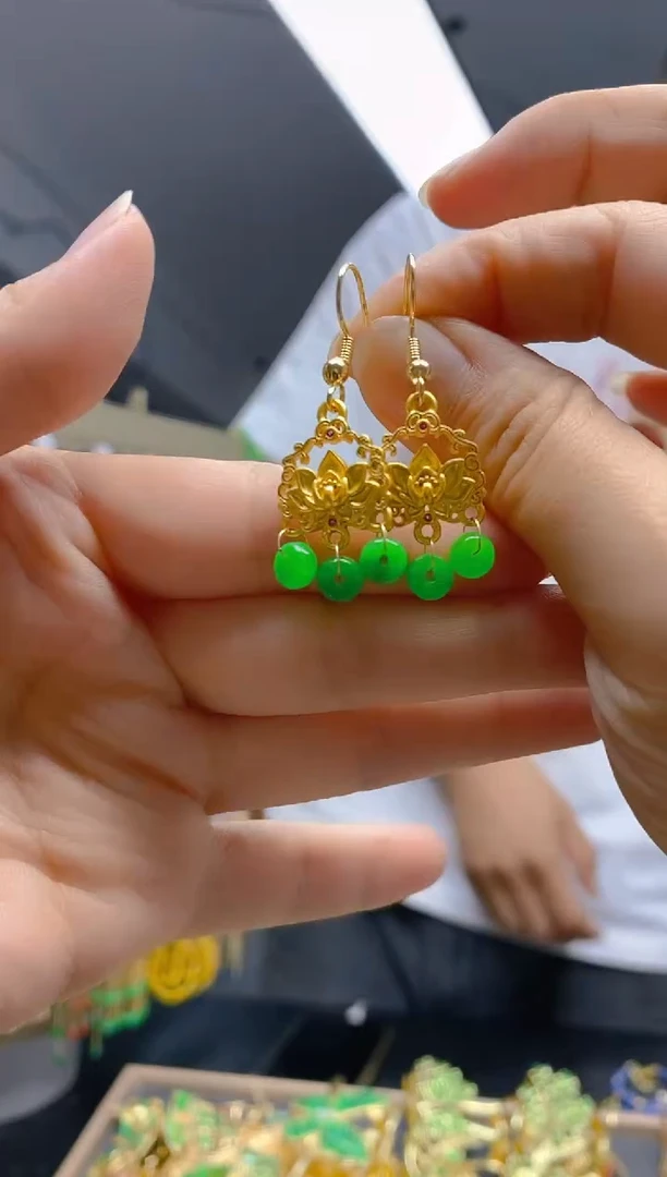 翡翠合金耳饰0283翡翠耳钩