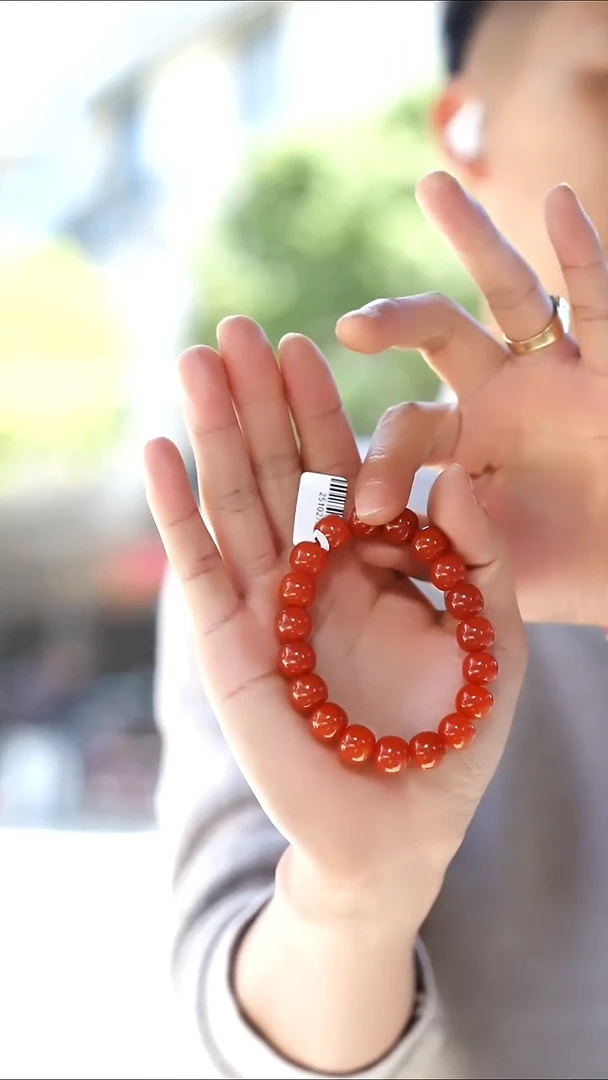 未镶嵌手串南红玛瑙柿子红老型手串11+mm