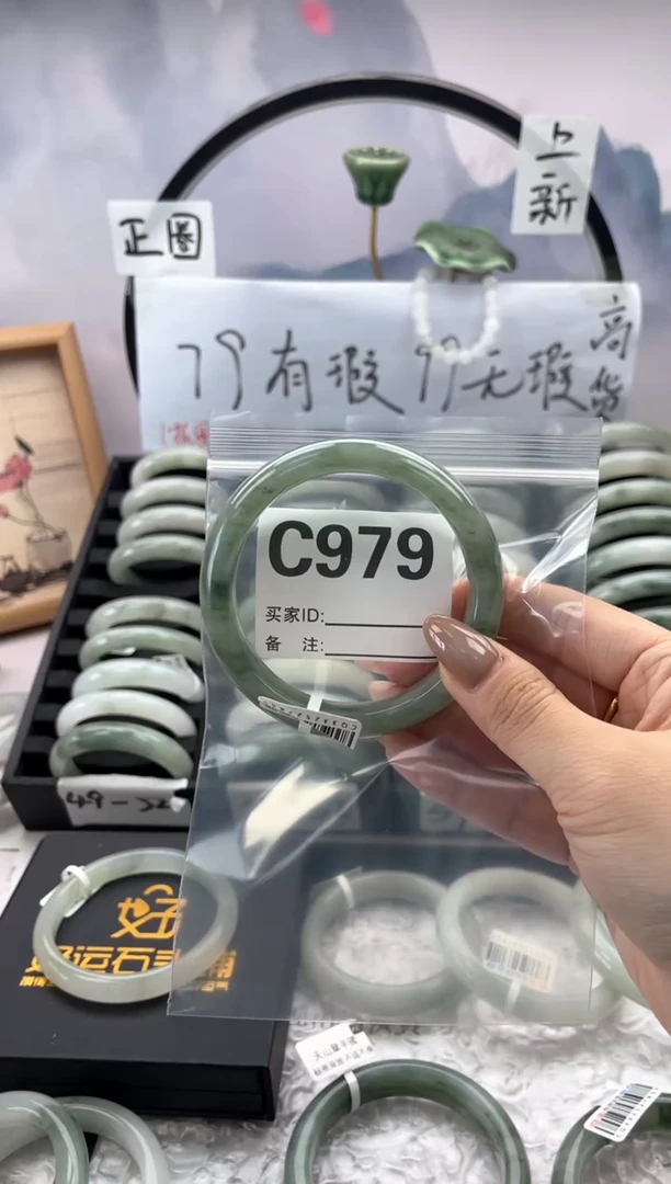 石英质玉（天山翠）手镯未镶嵌979