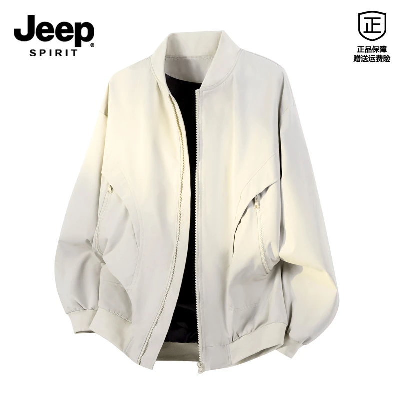 JEEP SPIRIT复古飞行夹克男士潮牌高街百搭宽松立领休闲工装外套