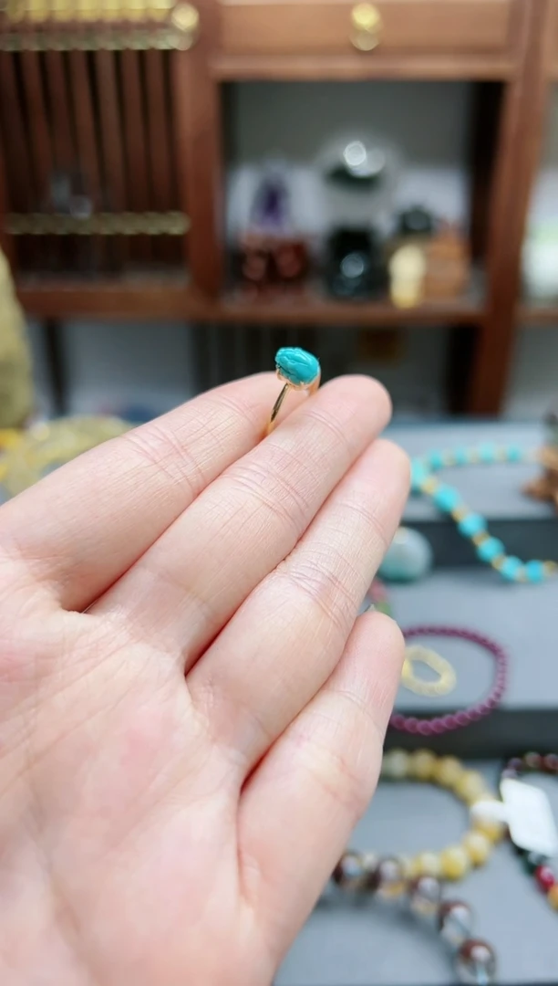 【闪购商品】绿松石戒指18K金镶嵌18k金松石貔貅戒指*1 GW