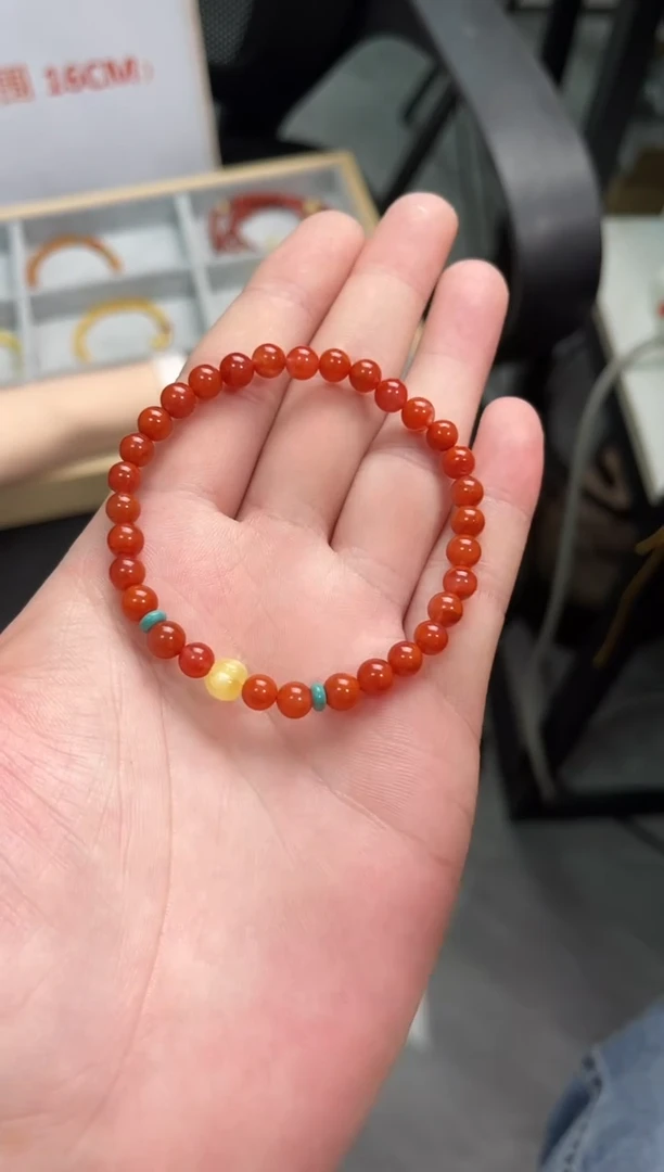 【闪购商品】南红玛瑙手串未镶嵌南红单圈蜜蜡QF-A297（多样性发一）