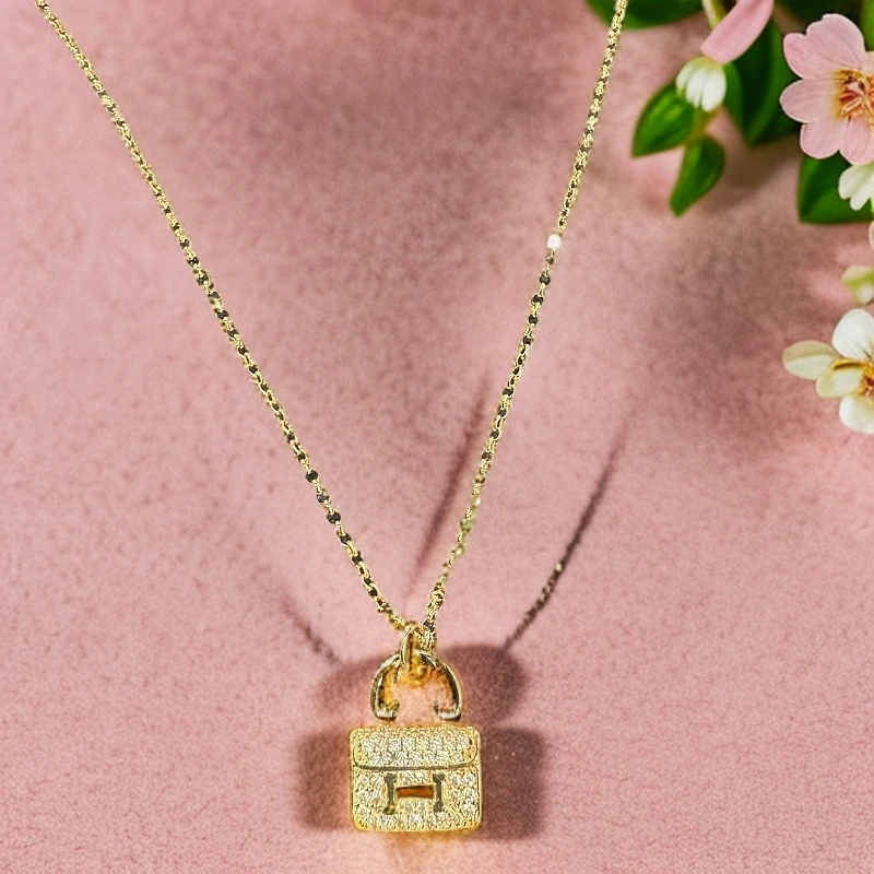 合金吊坠 项链 爱家满钻小书包  X102