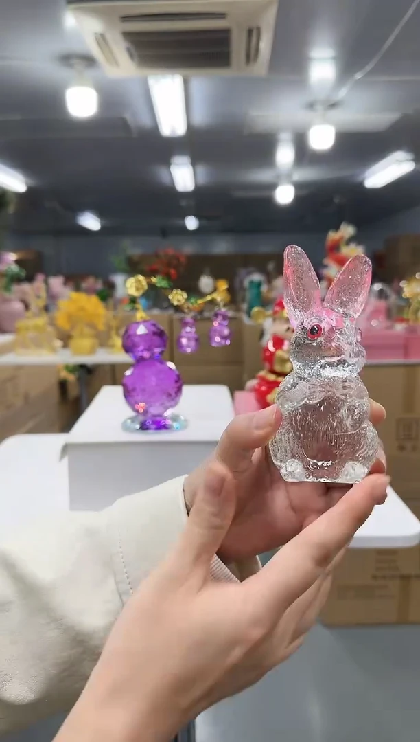 藤花间集水晶琉璃摆设     兔