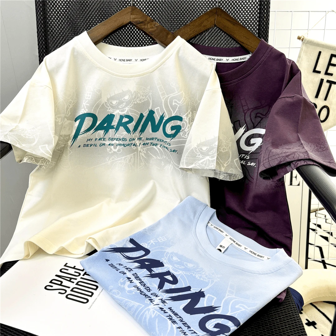 100%棉儿童个性印花短袖休闲半袖夏季宽松短袖