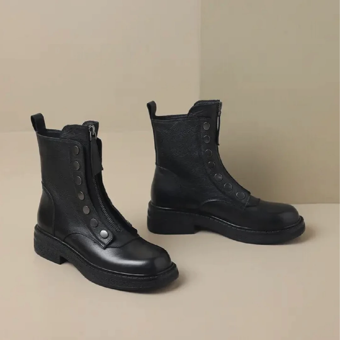 小卿~牛皮4公分/真皮法式美拉德英伦风马丁靴1388