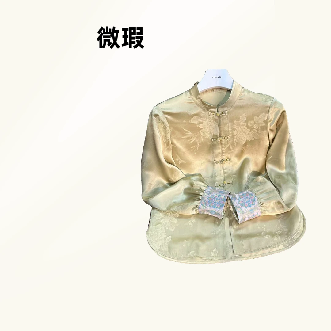 锦丝院微瑕【菠萝】新中式叠穿百搭重工盘扣衬衫SYC67180259