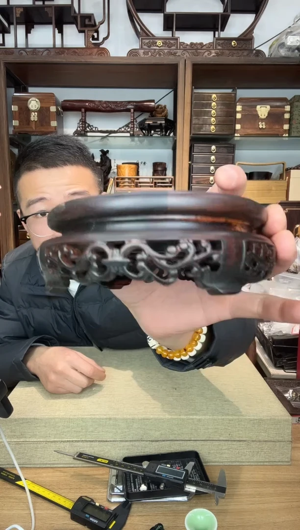 乌木类书架985大红酸枝镂空底座11公分  瑕疵