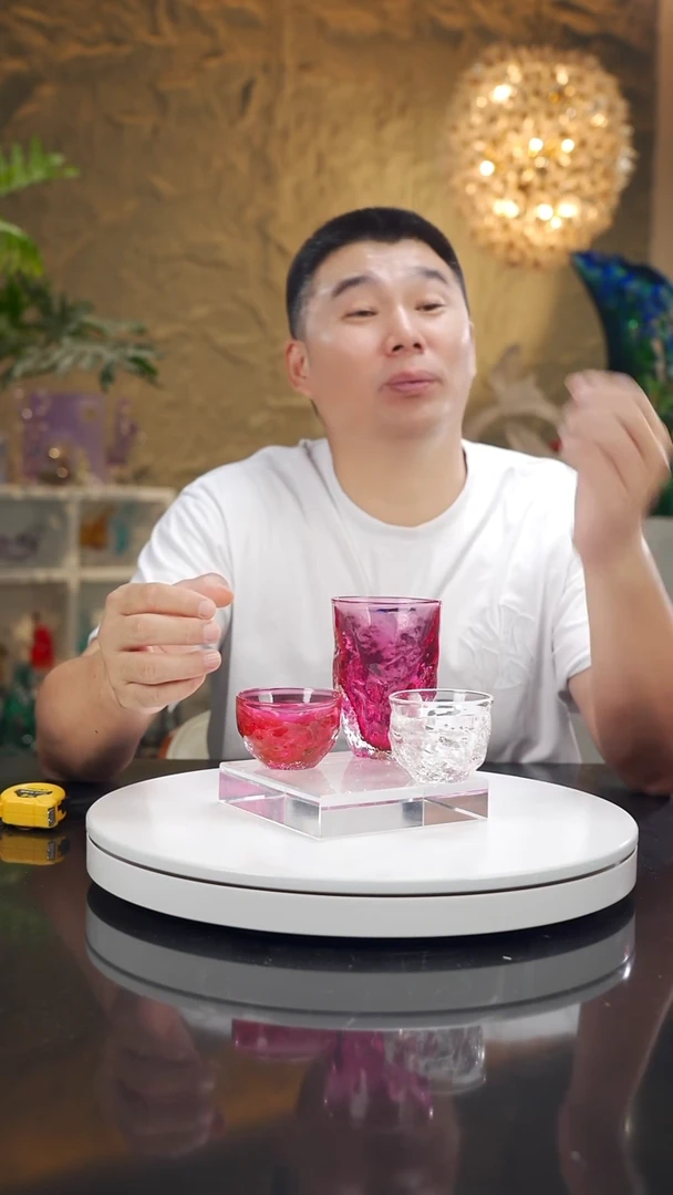 摆件设计款金红水杯加金红茶和水晶茶杯预售