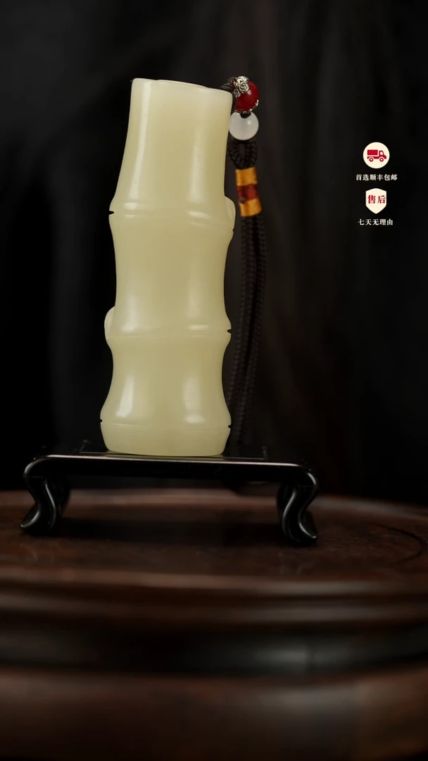 云南石竹叶青雕刻：节节高升手把件摆件挂件