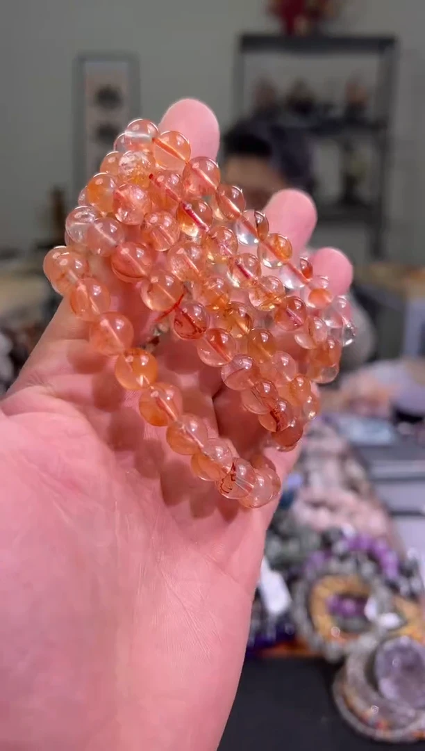 【闪购商品】水晶手串未镶嵌9mm红胶花手串（多样性发其一）