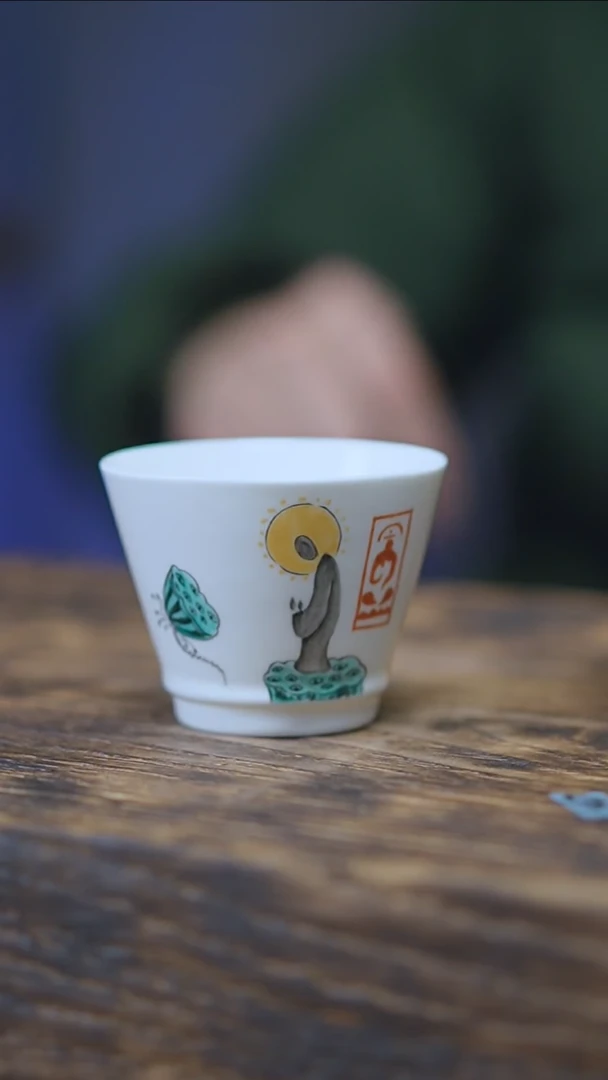 【闪购商品】景德镇手绘步步生莲单杯