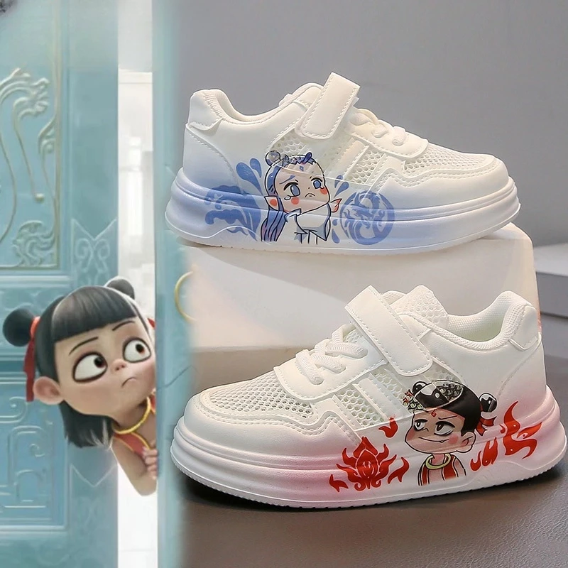 ABC网面透气跑鞋哪吒敖丙女童儿童鸳鸯色运动鞋2025夏季小白板鞋