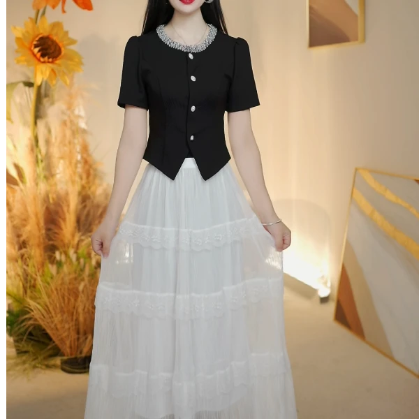 上衣+半身裙25年新款显瘦气质洋气时尚两件套套装151