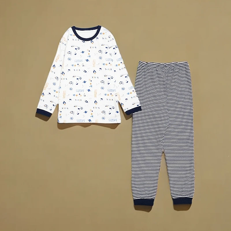 素天然S126蓝色星球针织保暖套装（直播间有优惠）长袖纯棉秋冬儿童