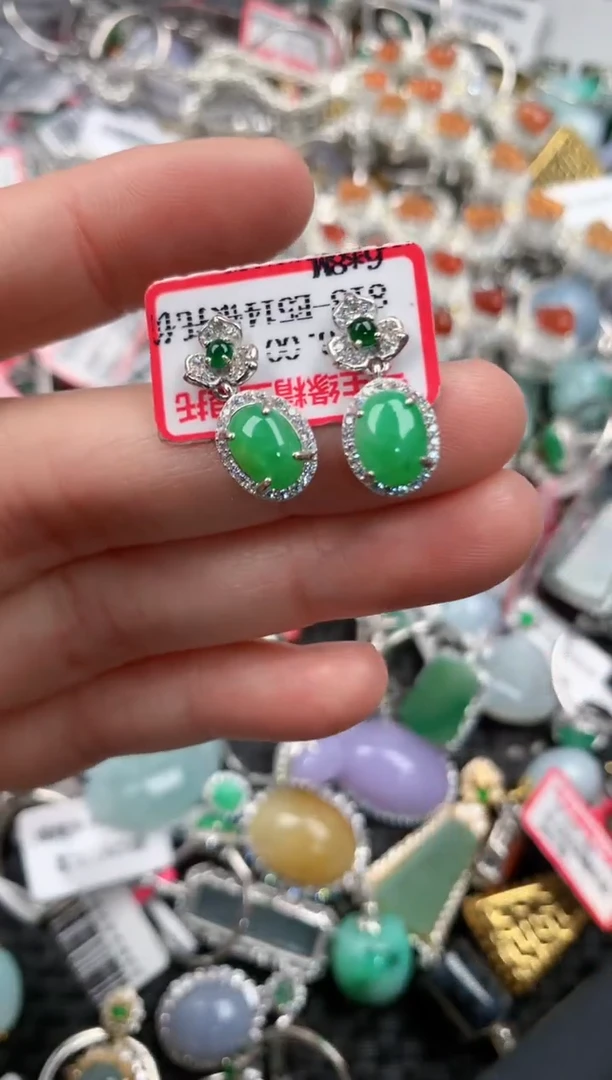 银S925镶嵌戒指翡翠777---3