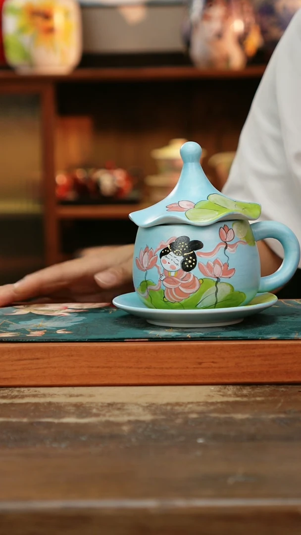 杯景德镇纯手工釉下彩精品茶具水杯