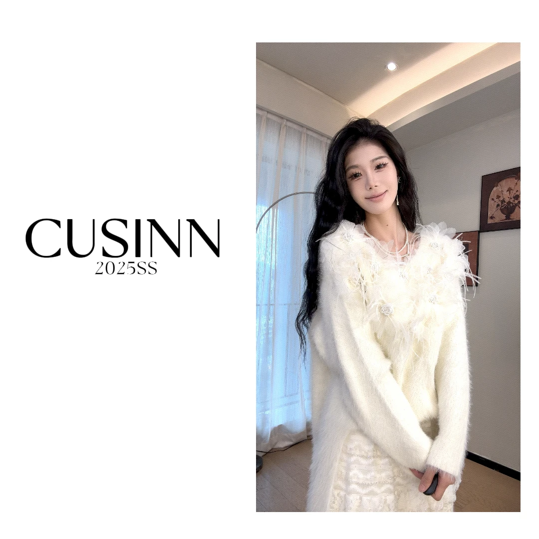 CUSINN【温柔白月光】2025AW新款秋冬羊绒针织百搭轻奢慵懒百搭上衣
