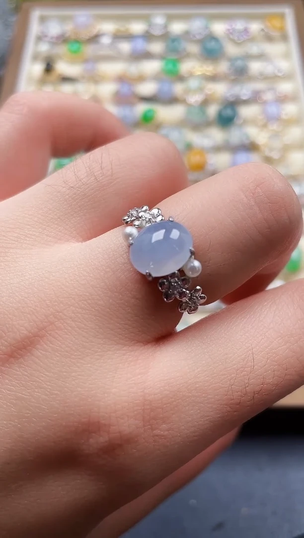 银S925镶嵌戒指翡翠95