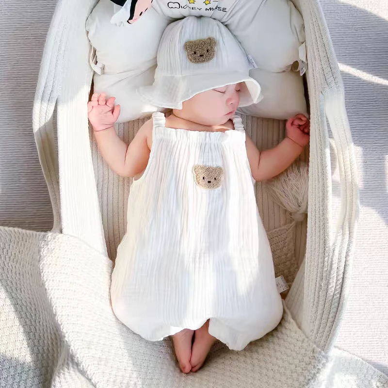 小熊纱布棉纯棉哈衣男女同款