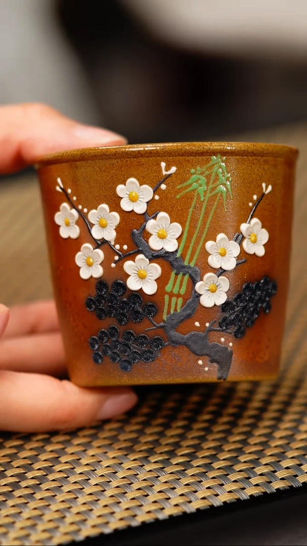 6小鱼柴烧松竹梅杯